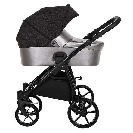 **TUTIS Коляска 2 в1 NOVO короб + прогулка Кожа Pearl Metalic/Black Reflective Print