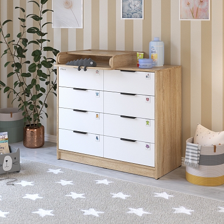 PITUSO Комод серия Kids Optimum ЛДСП Дуб сонома-белый (2 места)