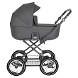 ROAN Коляска 1 в1 Bass Next Classic короб Steel Grey/12d/ руч.Серый  (2 места)