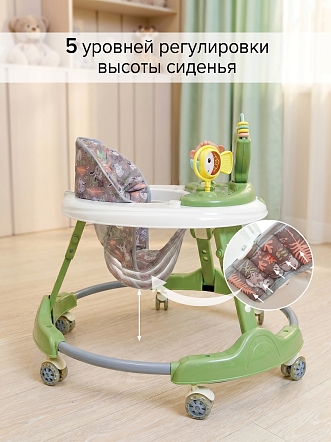 BAMBOLA Ходунки Elephant (круглые) (6 силик.кол,игр.,муз) 7 шт/уп (64*64*56) Green/Зеленый