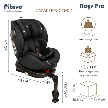 Pituso Удерживающее устройство для детей 0-36 кг Roys Black,Black Inlay/Черный,Черный вкладыш