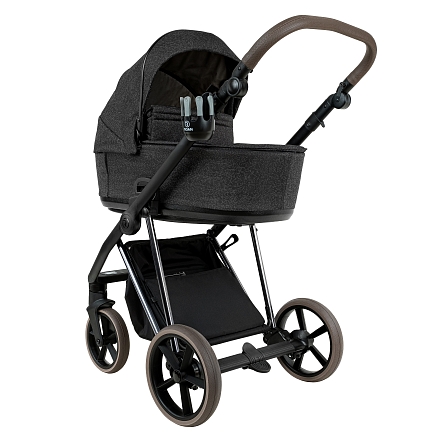 ROAN Коляска 2 в1 Sol Luxury короб + прогулка Pixel/Dark/Nickel/руч.Cappuccino/к.Cappuccino(2 места)