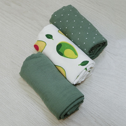 BAMBOLA Комплект из 3 -х пеленок мусл/флан (2) 130*100/(1) 120*90 Сосна/С/Ав