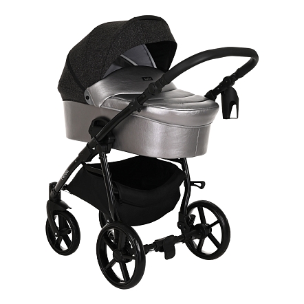 **TUTIS Коляска 2 в1 NOVO короб + прогулка Кожа Pearl Metalic/Black Reflective Print