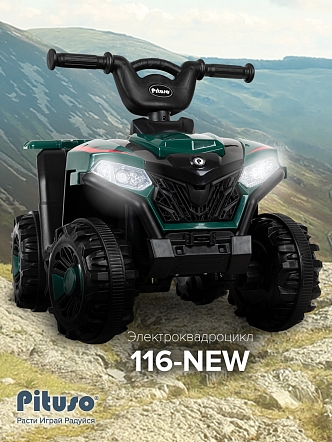 PITUSO Электроквадроцикл, 116-NEW 6V/4.5Ah,20W*1,колеса пласт,свет,муз,68*43*47,Jade/Темно-зеленый