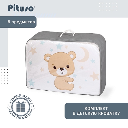 **PITUSO Комплект в кроватку сатин-люкс 6 пр. Мишутка