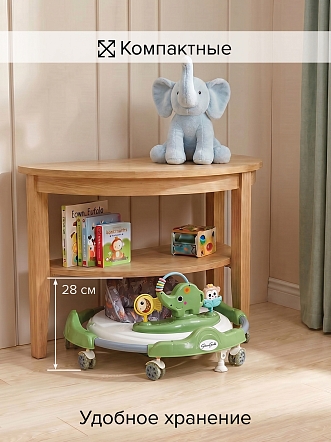 BAMBOLA Ходунки Elephant (круглые) (6 силик.кол,игр.,муз) 7 шт/уп (64*64*56) Green/Зеленый