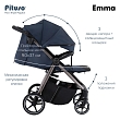 PITUSO Коляска детская EMMA (прогулочная),Navy Blue/Темно-Синий/PU