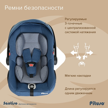 Pituso Удерживающее устройство для детей 0-13 кг Santiso Jeans/ light grey /Джинс/св-сер (6шт/уп)