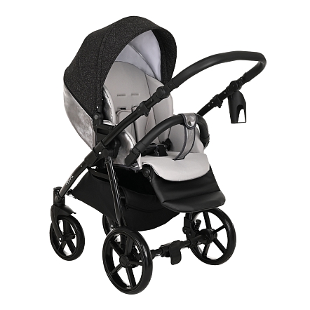 **TUTIS Коляска 2 в1 NOVO короб + прогулка Кожа Pearl Metalic/Black Reflective Print