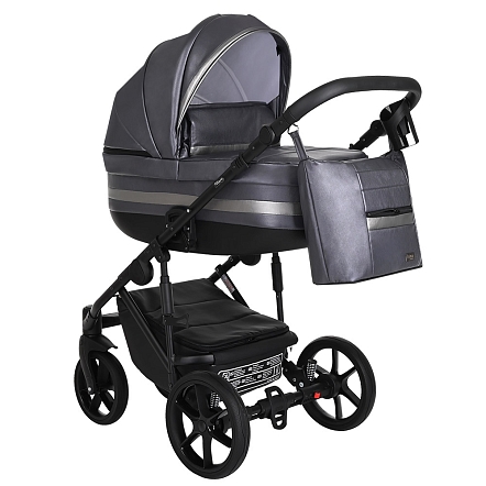 PITUSO Коляска 2 в1 Luna Luxury короб+прогулка Кожа/Silver Dark Grey
