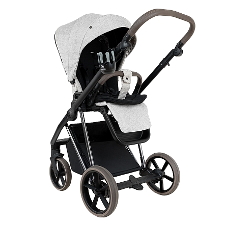ROAN Коляска 2 в1 Sol Luxury короб + прогулка Pixel/Light/Nickel/руч.Cappuccino/к.Cappuccin(2 места)