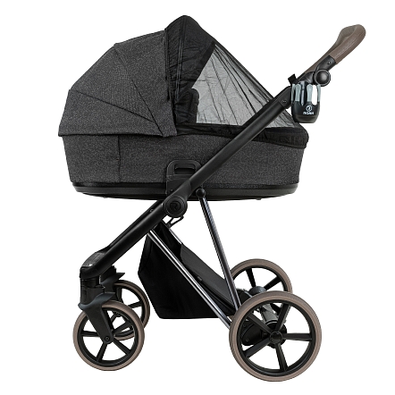 ROAN Коляска 2 в1 Sol Luxury короб + прогулка Pixel/Dark/Nickel/руч.Cappuccino/к.Cappuccino(2 места)