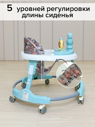 BAMBOLA Ходунки Froggy (круглые) (6 силик.кол,игр.,муз) 7 шт/уп (64*64*56) Blue/Нежно-голубой