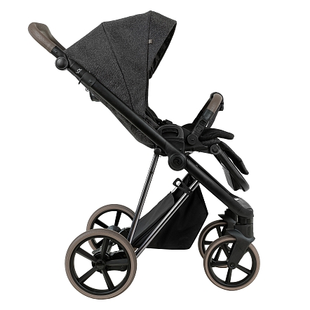 ROAN Коляска 2 в1 Sol Luxury короб + прогулка Pixel/Dark/Nickel/руч.Cappuccino/к.Cappuccino(2 места)