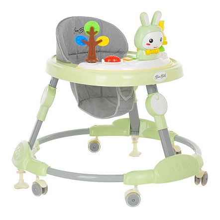 BAMBOLA Ходунки Зайчик (круглые) (6 силик.кол,игр.,муз) 6 шт/уп (67*67*55) Soft Green/Зеленый
