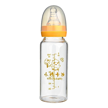 PITUSO Бутылочка для кормления (стекло) станд горло 140 мл Yellow (Желтый) (уп/12шт)