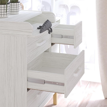 **PITUSO Комод серия Kids Vintage Premium ЛДСП Древесина белая 6 ящиков (2 места)