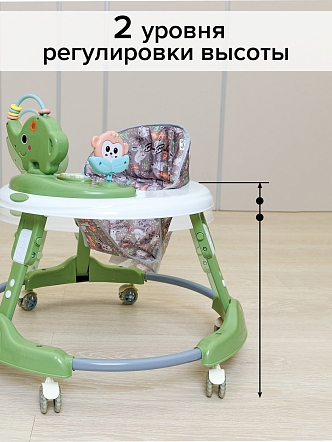 BAMBOLA Ходунки Elephant (круглые) (6 силик.кол,игр.,муз) 7 шт/уп (64*64*56) Green/Зеленый