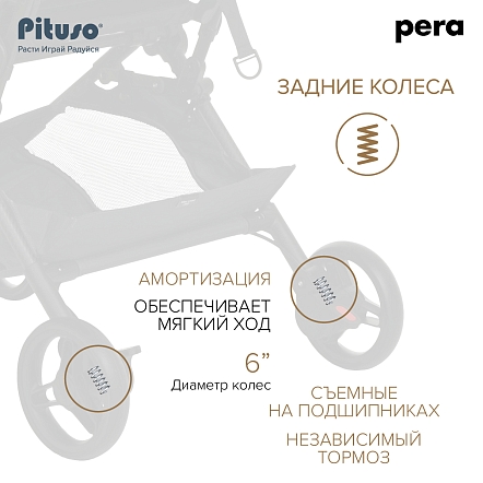 PITUSO коляска детская PERA (прогулочная)Coffee/рама carbon/PU (блок колес)