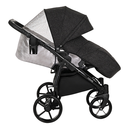 **TUTIS Коляска 2 в1 NOVO короб + прогулка Кожа Pearl Metalic/Black Reflective Print
