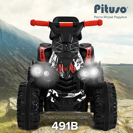 PITUSO Электроквадроцикл 491B 6V/4,5Ah,20W*1,колеса пласт,свет,муз,67*43*50см,Red+White/Красно-белый