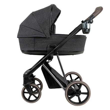 ROAN Коляска 2 в1 Sol Luxury короб + прогулка Pixel/Dark/Nickel/руч.Cappuccino/к.Cappuccino(2 места)