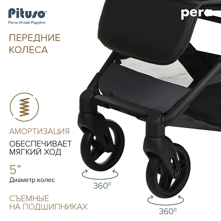 PITUSO коляска детская PERA (прогулочная)Graphite/рама carbon/PU(блок колес)
