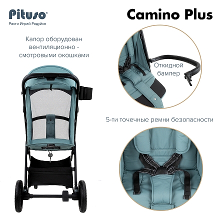 PITUSO Коляска детская CAMINO+(прогулочная),Nova Green/чехол на ножки