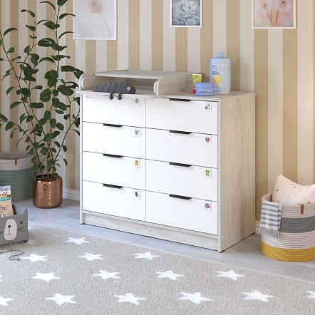 **PITUSO Комод серия Kids Optimum ЛДСП Сосна касцина-белый премиум (2 места)
