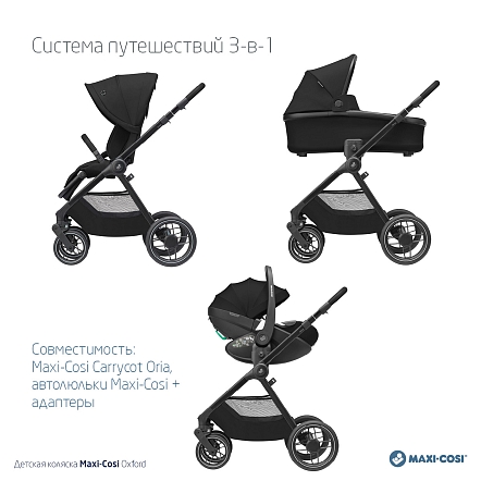 **Maxi-Cosi Коляска детская прогулочная Oxford Essential Black/черный