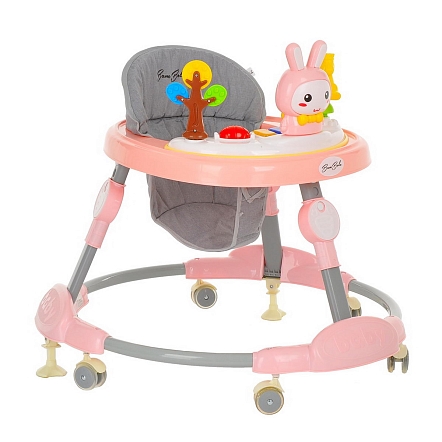 BAMBOLA Ходунки Зайчик (круглые)(6 силик.кол,игр.,муз) 6 шт/уп (67*67*55) Soft Pink/Нежно-розовый
