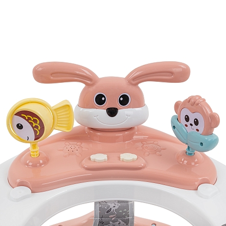 BAMBOLA Ходунки Роджер (круглые) (6 силик.кол,игр.,муз) 7 шт/уп (64*64*56) Pink/Бежевый