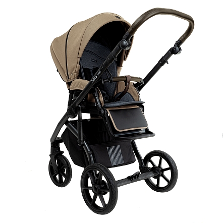 ROAN Коляска 2 в1 Bass Next короб + прогулка Mocha Mousse/Black/руч.Cappuccino(2 места)