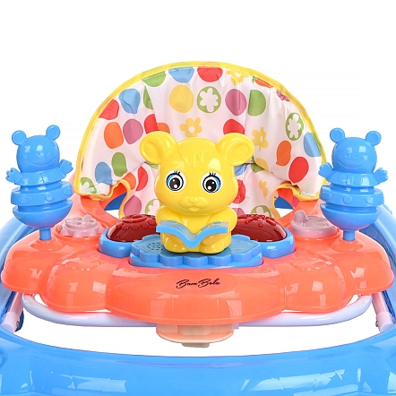**BAMBOLA Ходунки Медвежонок (7 пласт.колес,игрушки,муз) 6 шт/уп (68*59*56) Blue/Голубой-Оранжевый