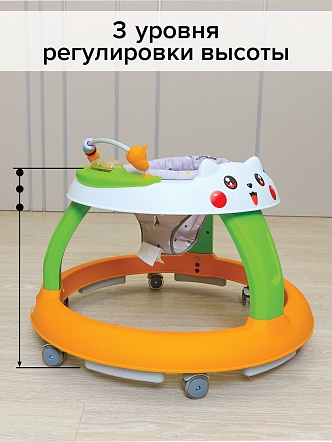 **BAMBOLA Ходунки Пушистик (круглые) (6 силик.кол,игр.,муз) 4 шт/уп (76*76*54) White/Разноцветный