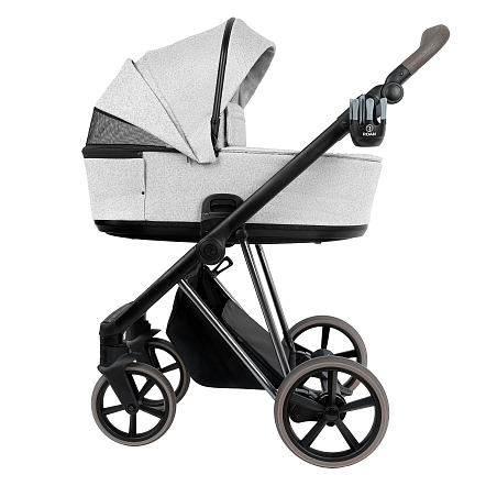 ROAN Коляска 2 в1 Sol Luxury короб + прогулка Pixel/Light/Nickel/руч.Cappuccino/к.Cappuccin(2 места)