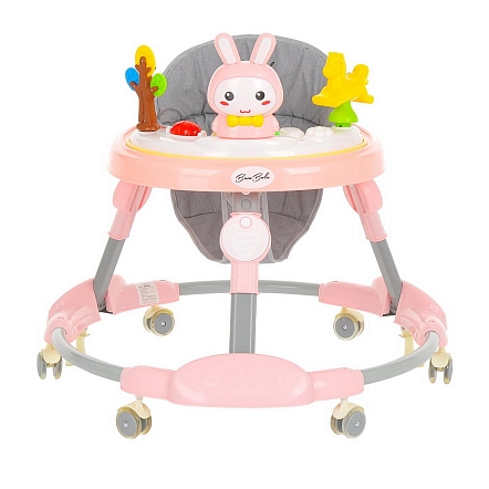 BAMBOLA Ходунки Зайчик (круглые)(6 силик.кол,игр.,муз) 6 шт/уп (67*67*55) Soft Pink/Нежно-розовый